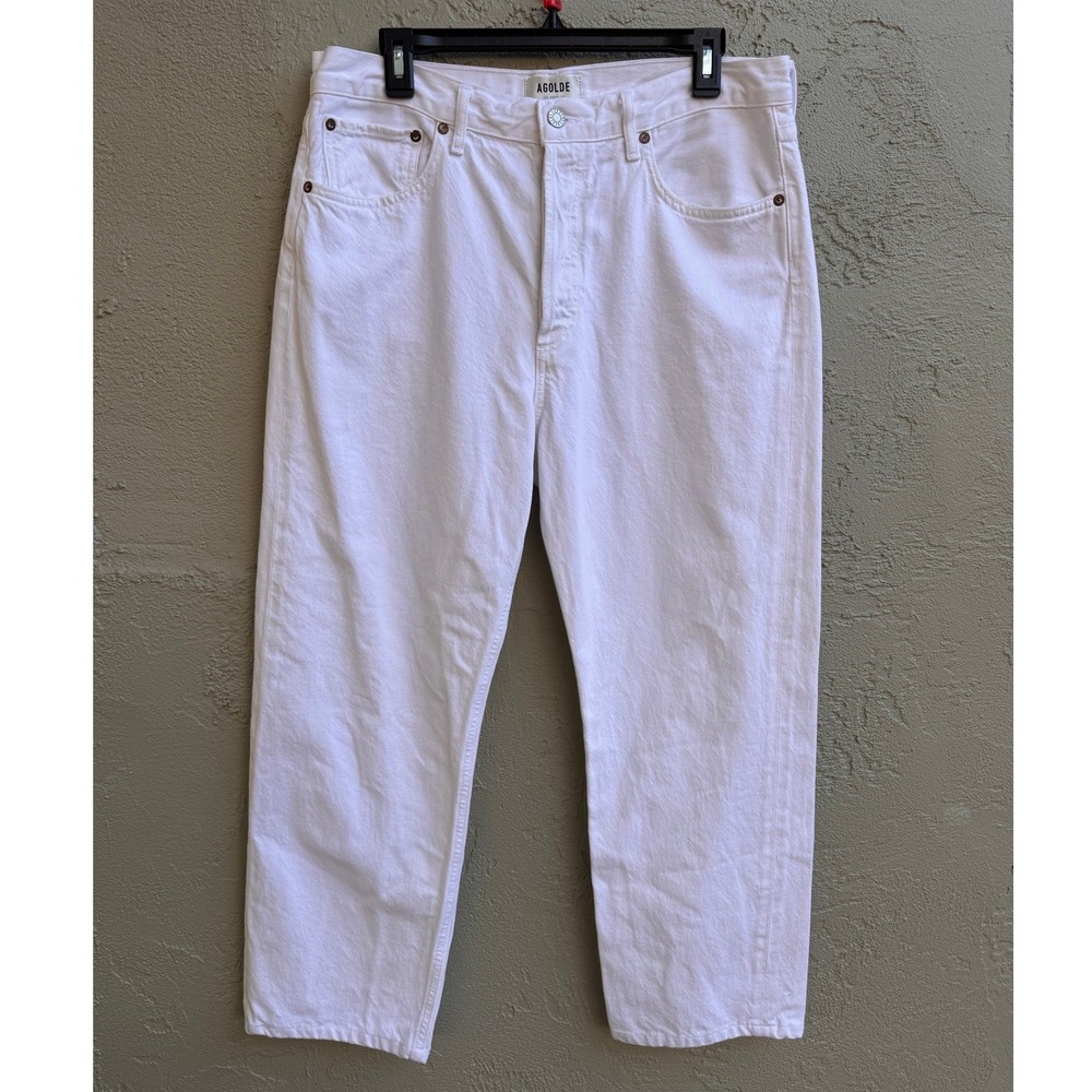 AGOLDE Women White Straight Leg High Rise Jeans Size 29 Minimalist Quiet Luxury